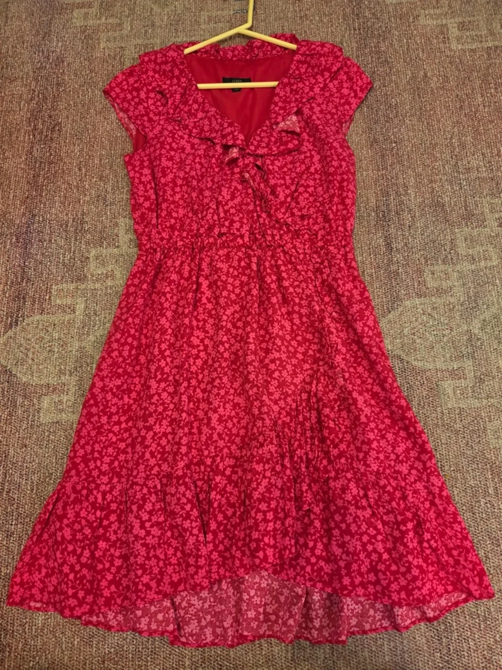J. Crew V-Neck Ruffle mini faux wrap Dress Tossed Bouquet Print Sz 0 floral